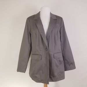 LANE BRYANT Gray Cotton Blazer Jacket One button